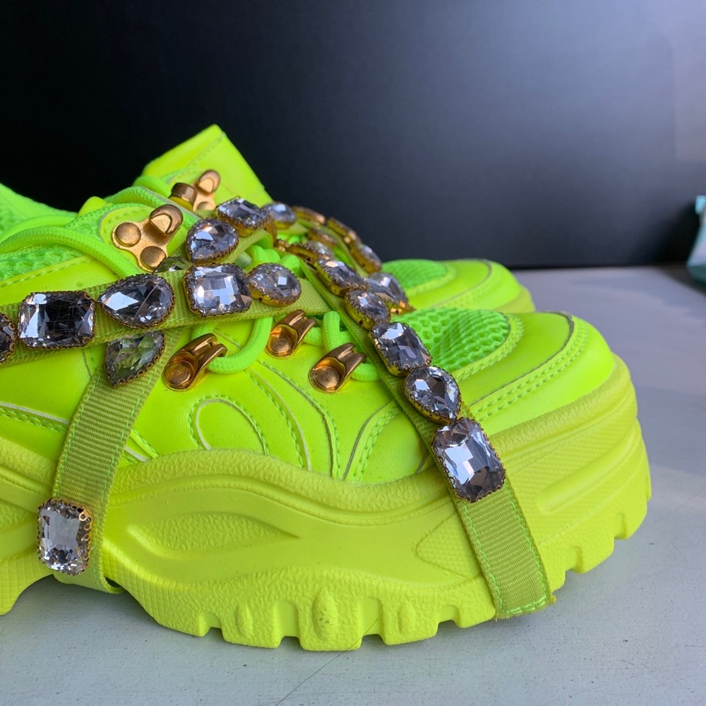 Cape Robbin Chunk Fever Sneakers Women’s Size 6 Neon Yellow‎ Chunky Platform - Picture 4 of 13